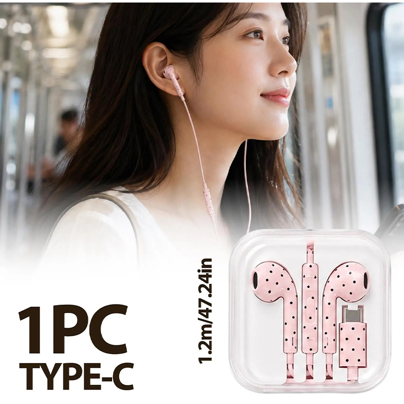 Type C イヤホン ポルカドットスターパターン インイヤ - Usb C Earphone のレビューと価格