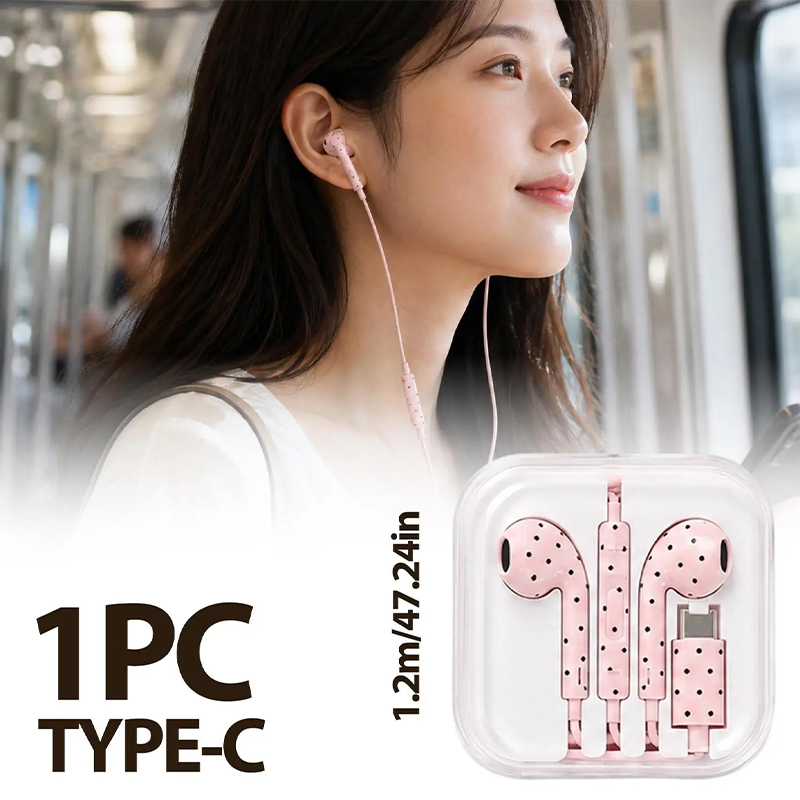 かわいい水玉模様のスター型Cタイプイヤホン、Mi、iPhon - Usb C Earphone のレビューと価格